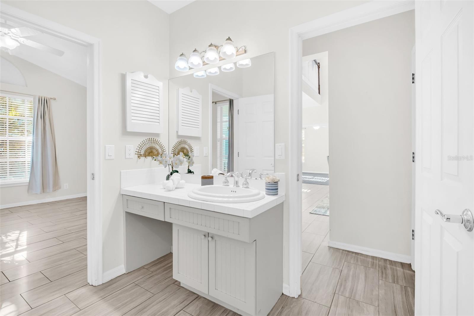 Oversized vanity with additional space for makeup vanity~