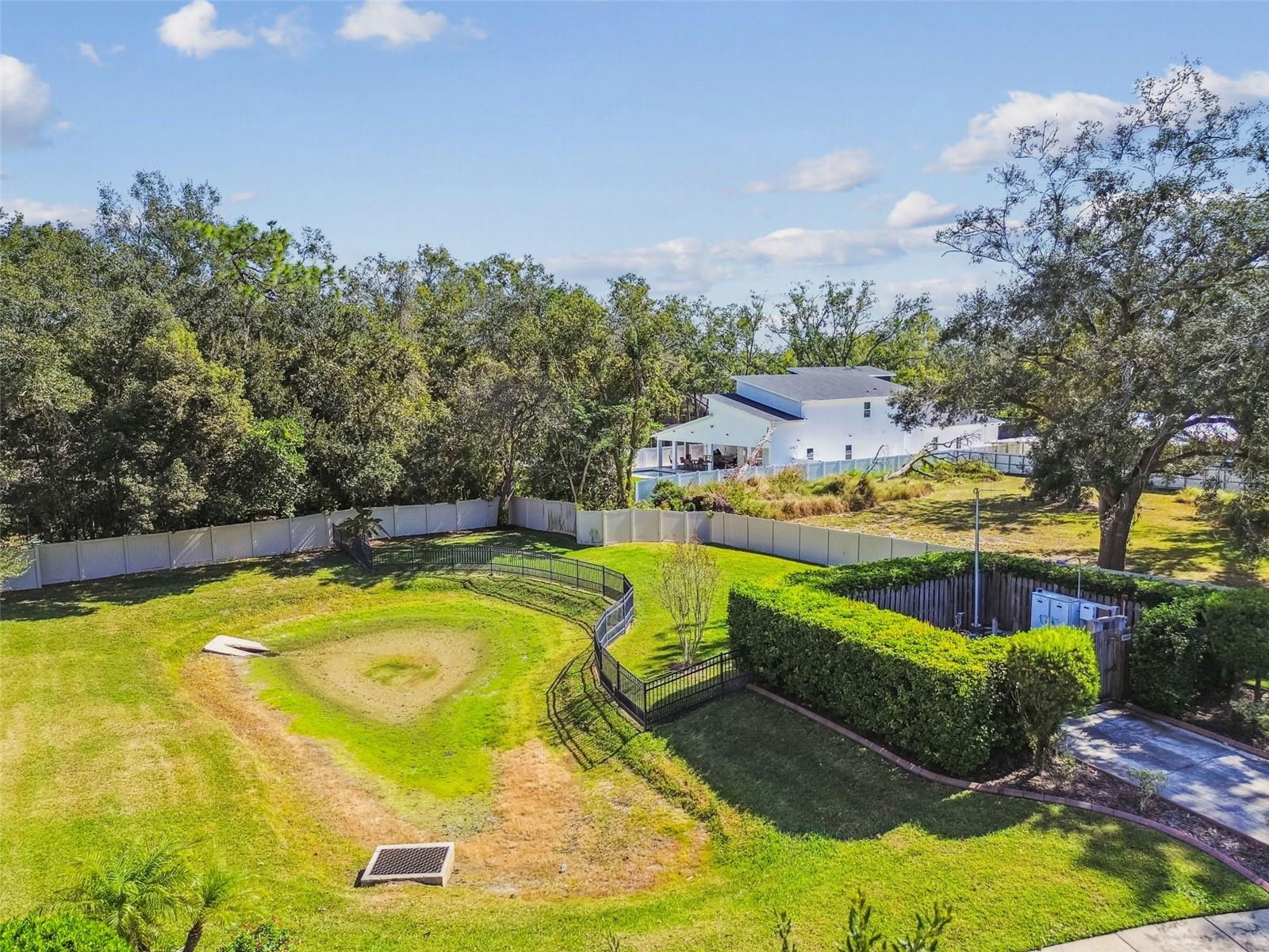 Dog park next to pond
