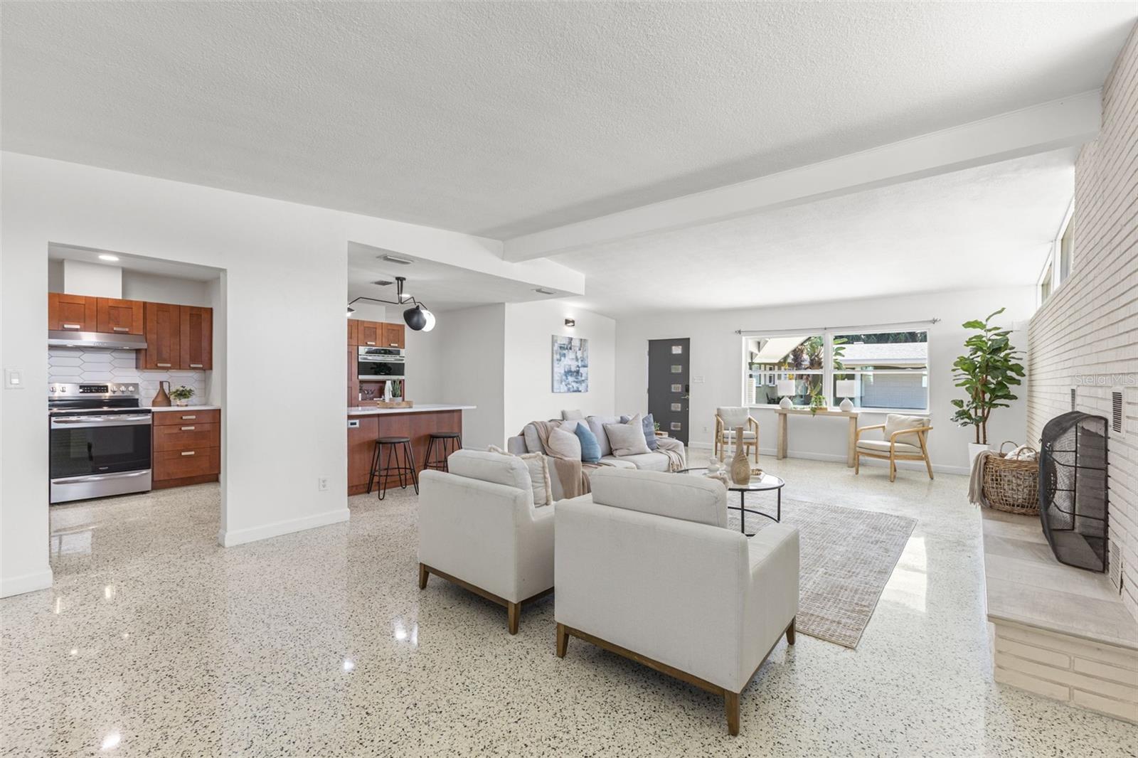 Open concept great room and kitchen