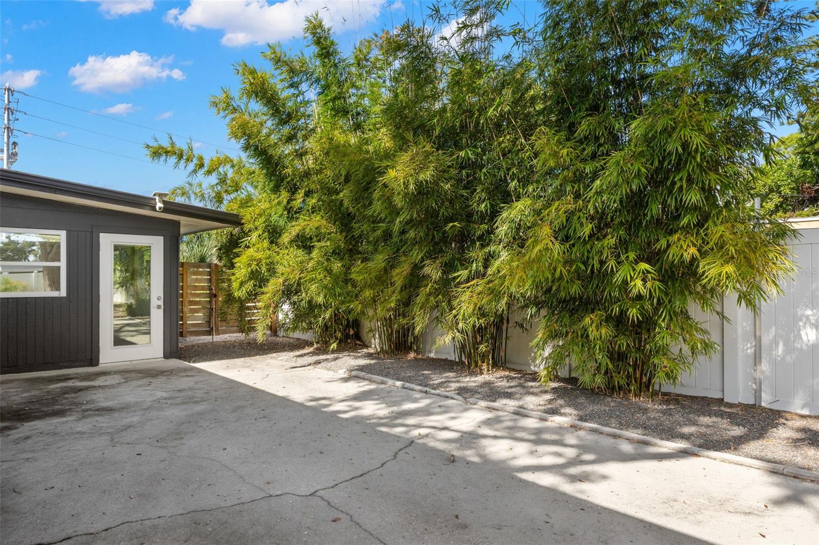 Side yard patio - Door leads to sunken flex room.
