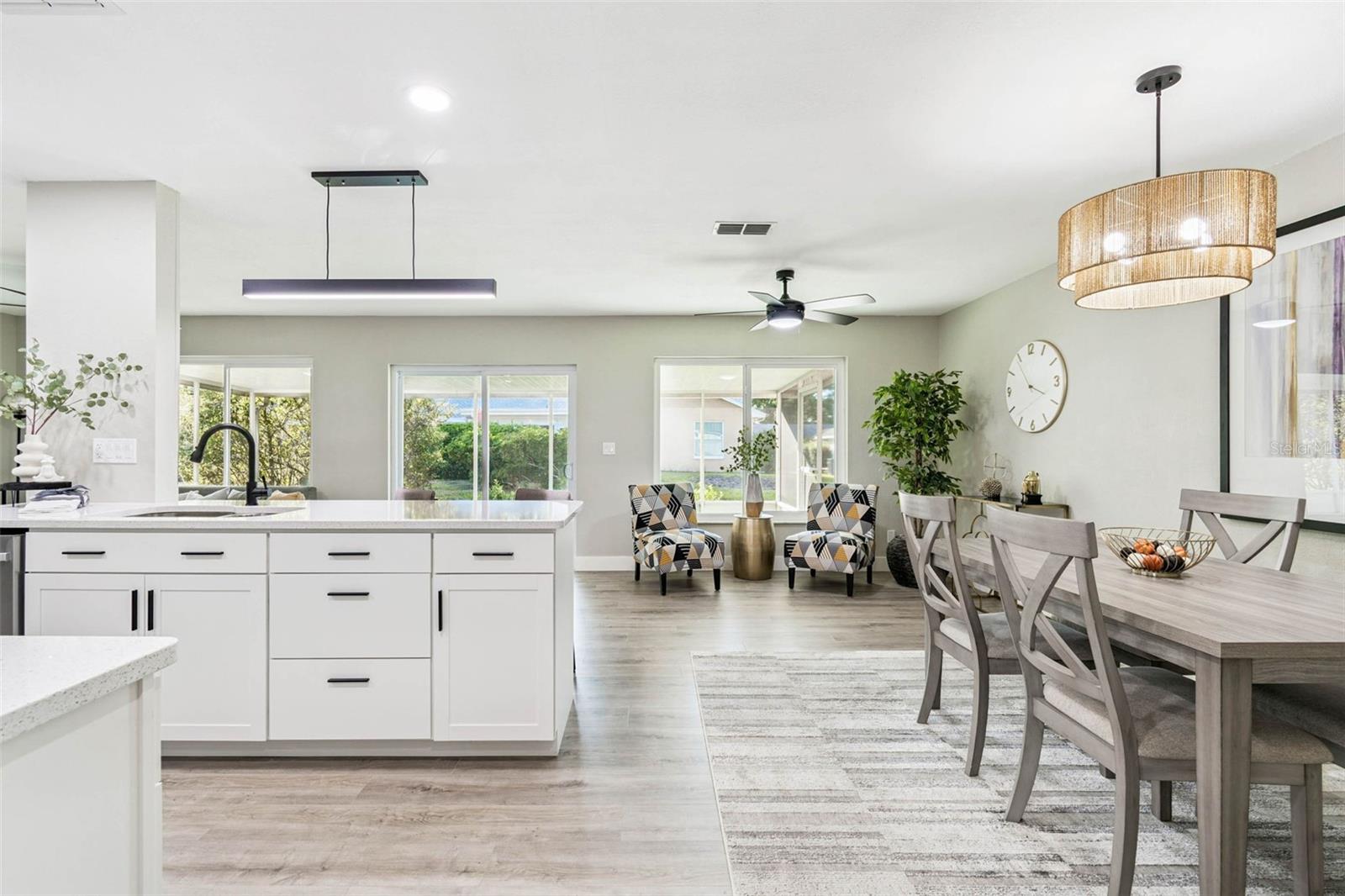 Kitchen, dining, and sitting area...