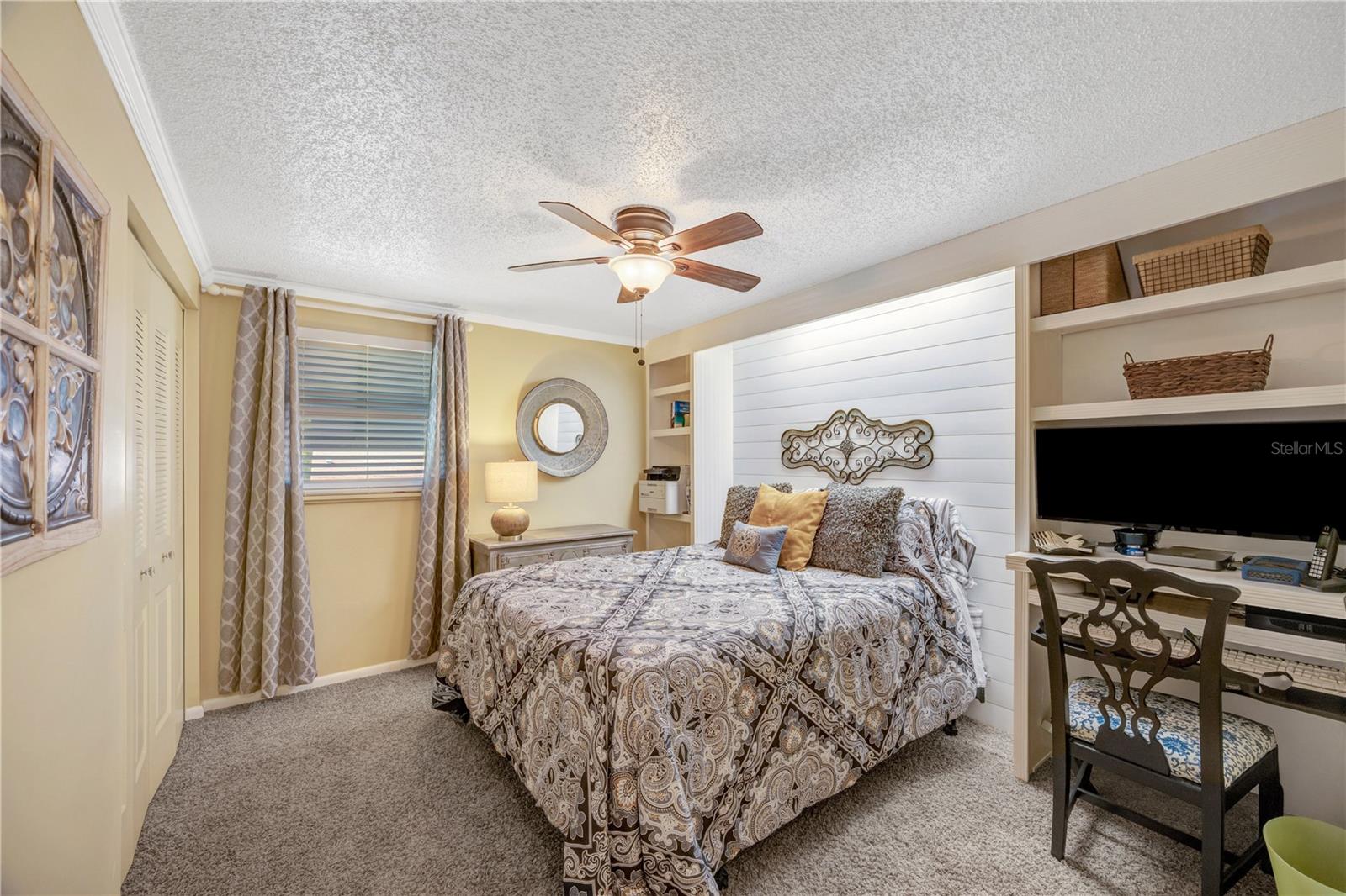 Upstairs - Bedroom 3 with Built-in Desk/Storage Wall
