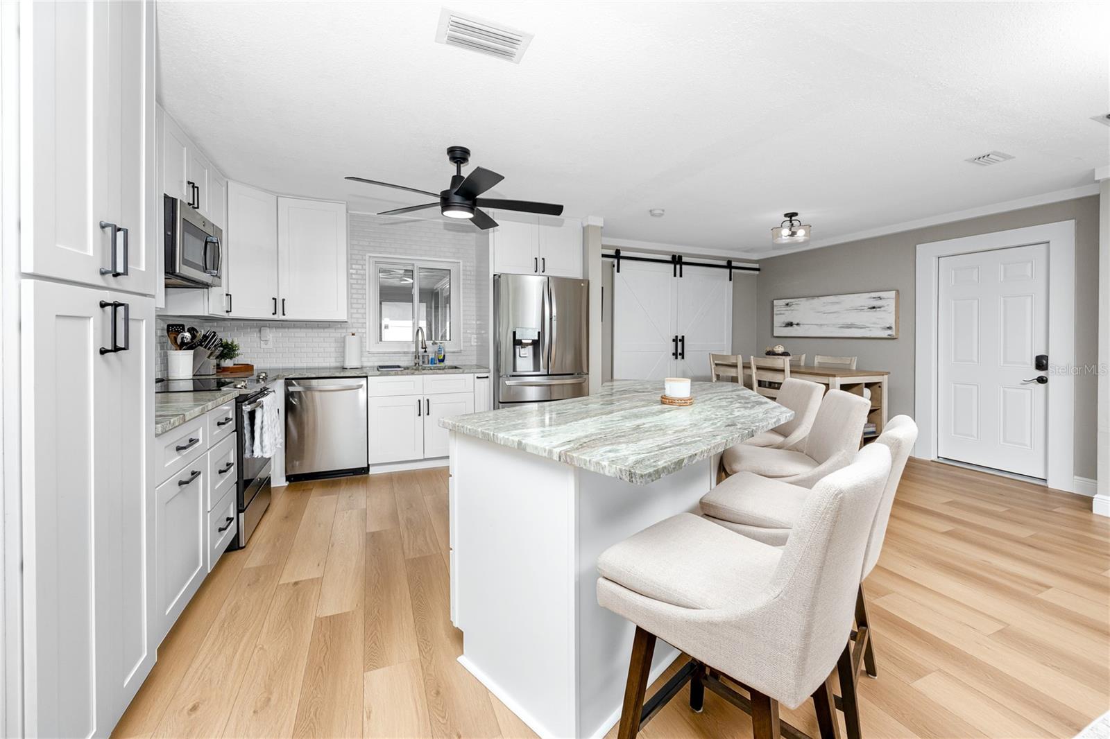 Kitchen with SS appliances