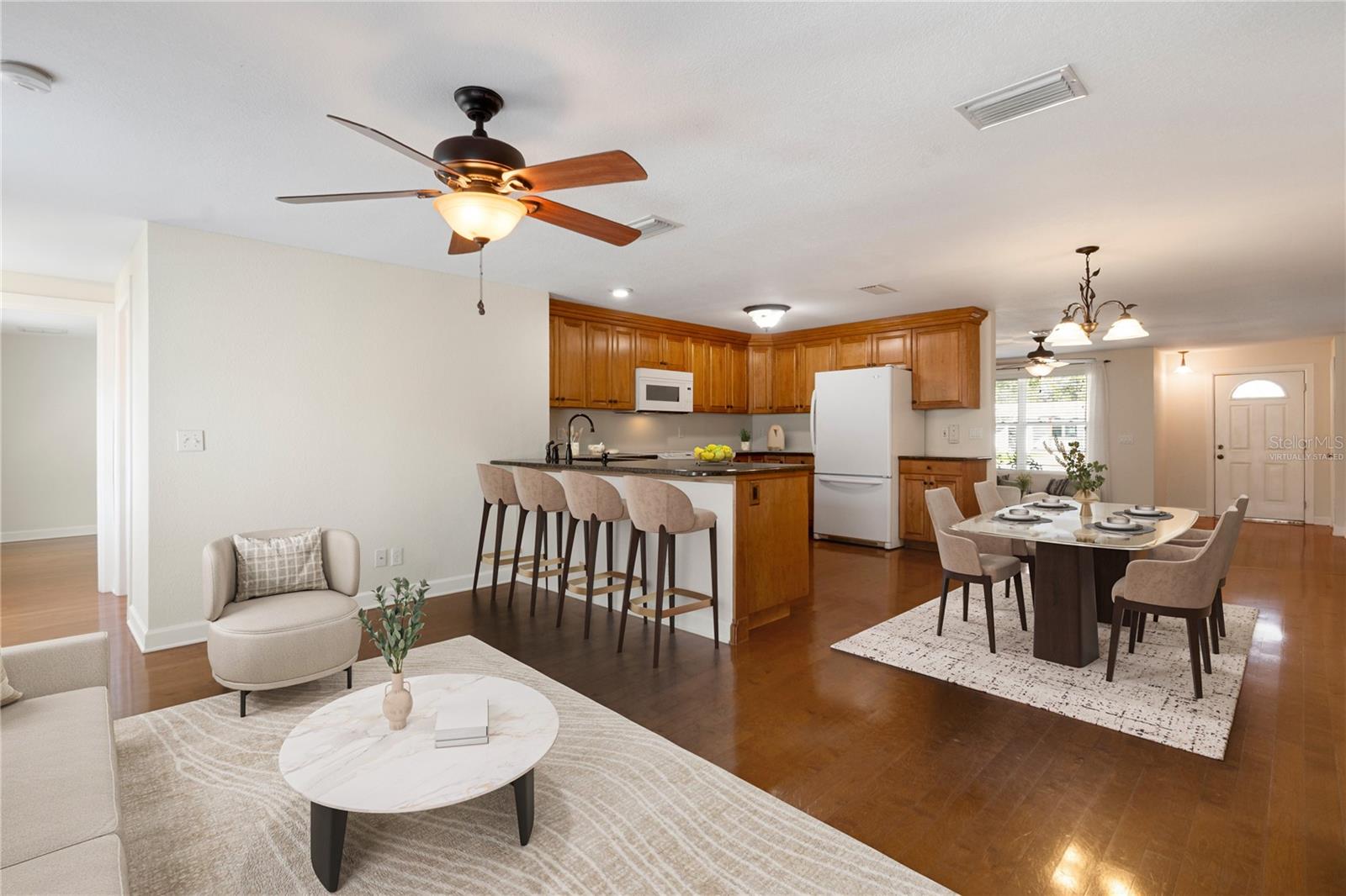 Virtually staged family room