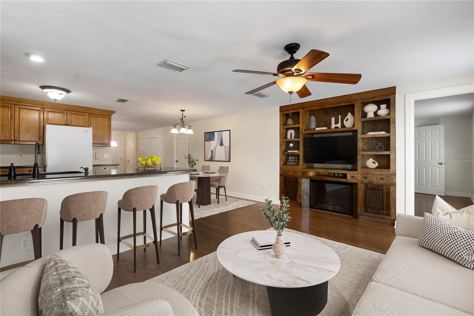 Virtually staged family room