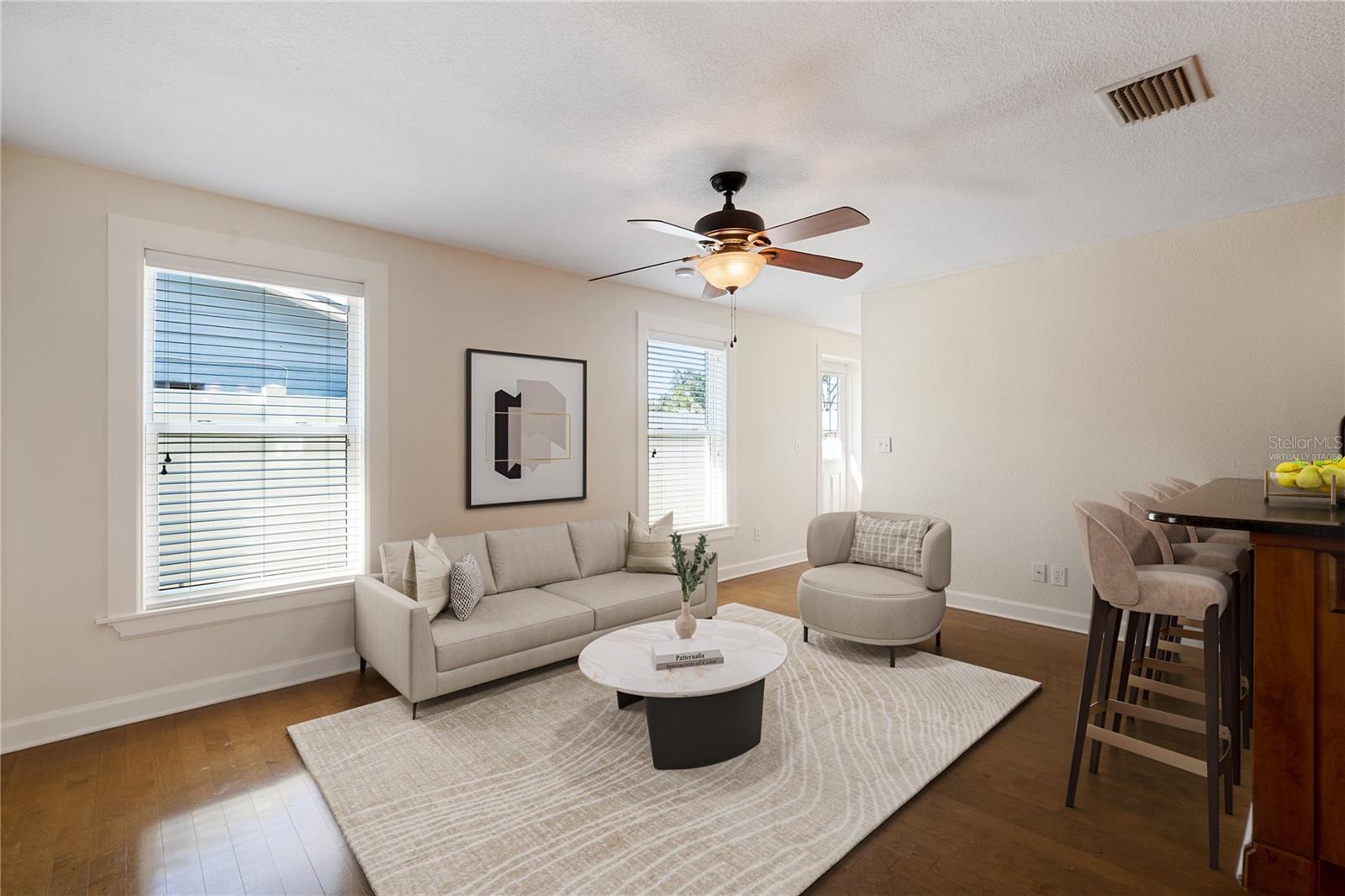 Virtually staged family room
