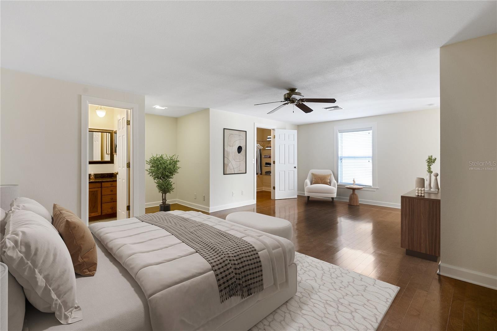 Virtually staged master bedroom