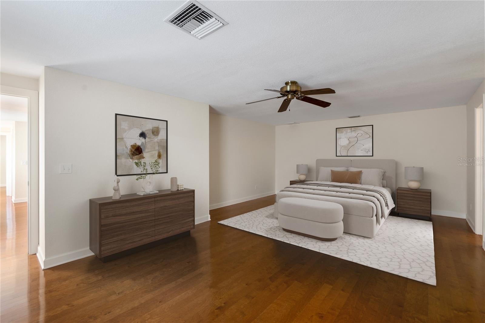 Virtually staged master bedroom