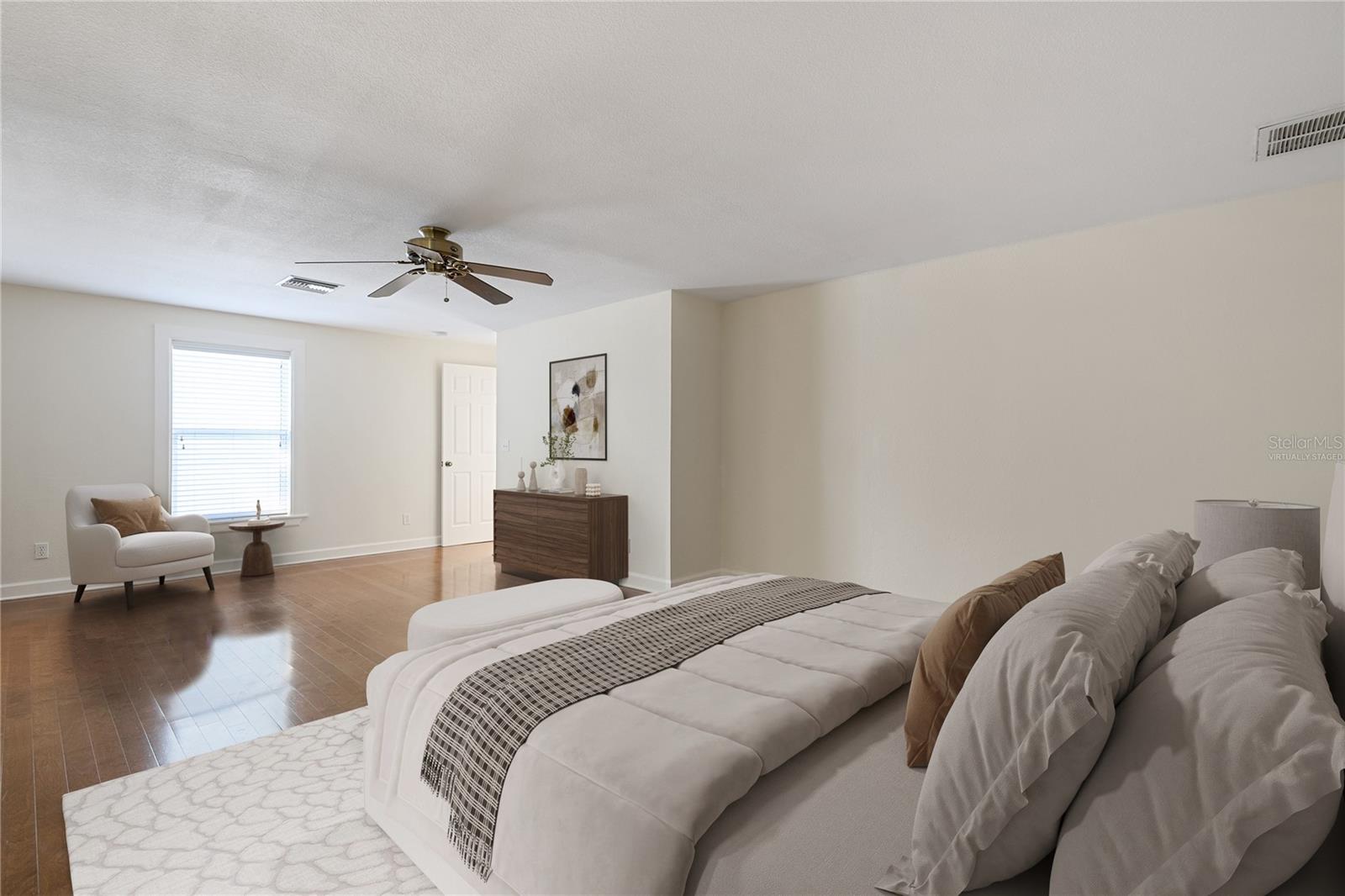 Virtually staged master bedroom