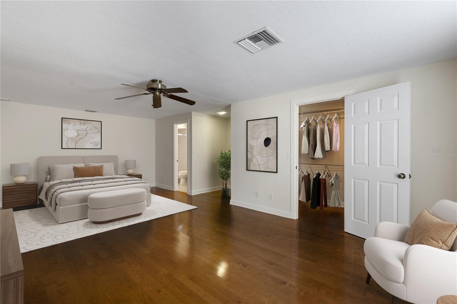 Virtually staged master bedroom