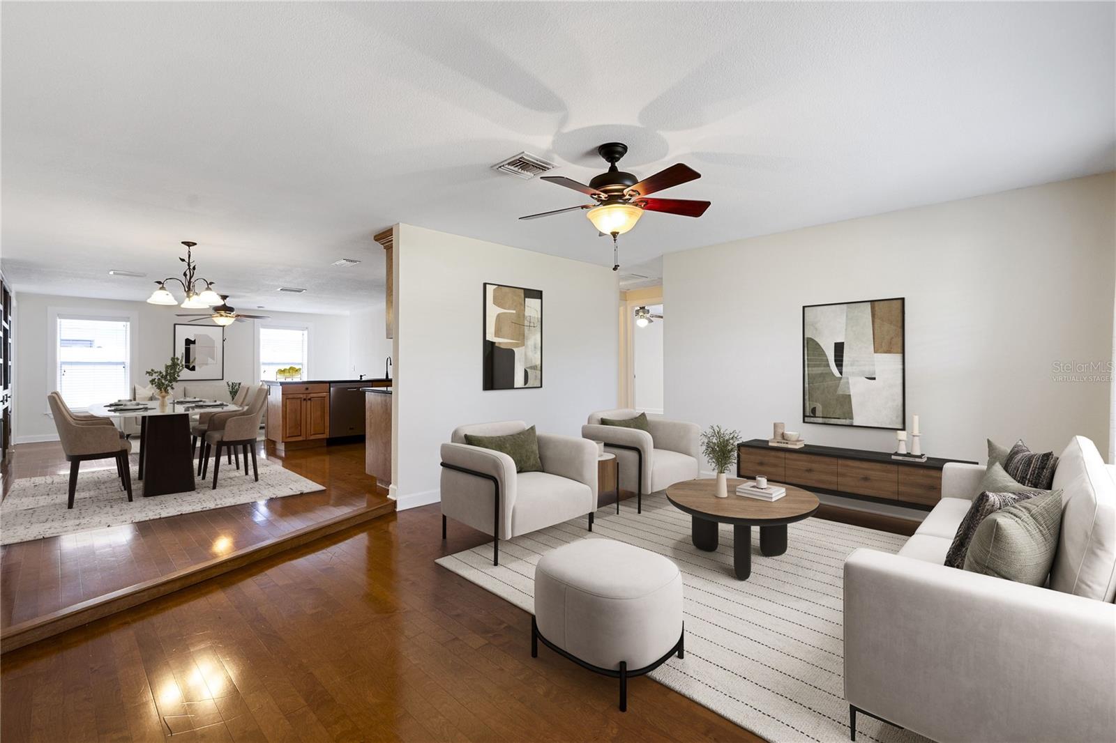 Virtually staged living room