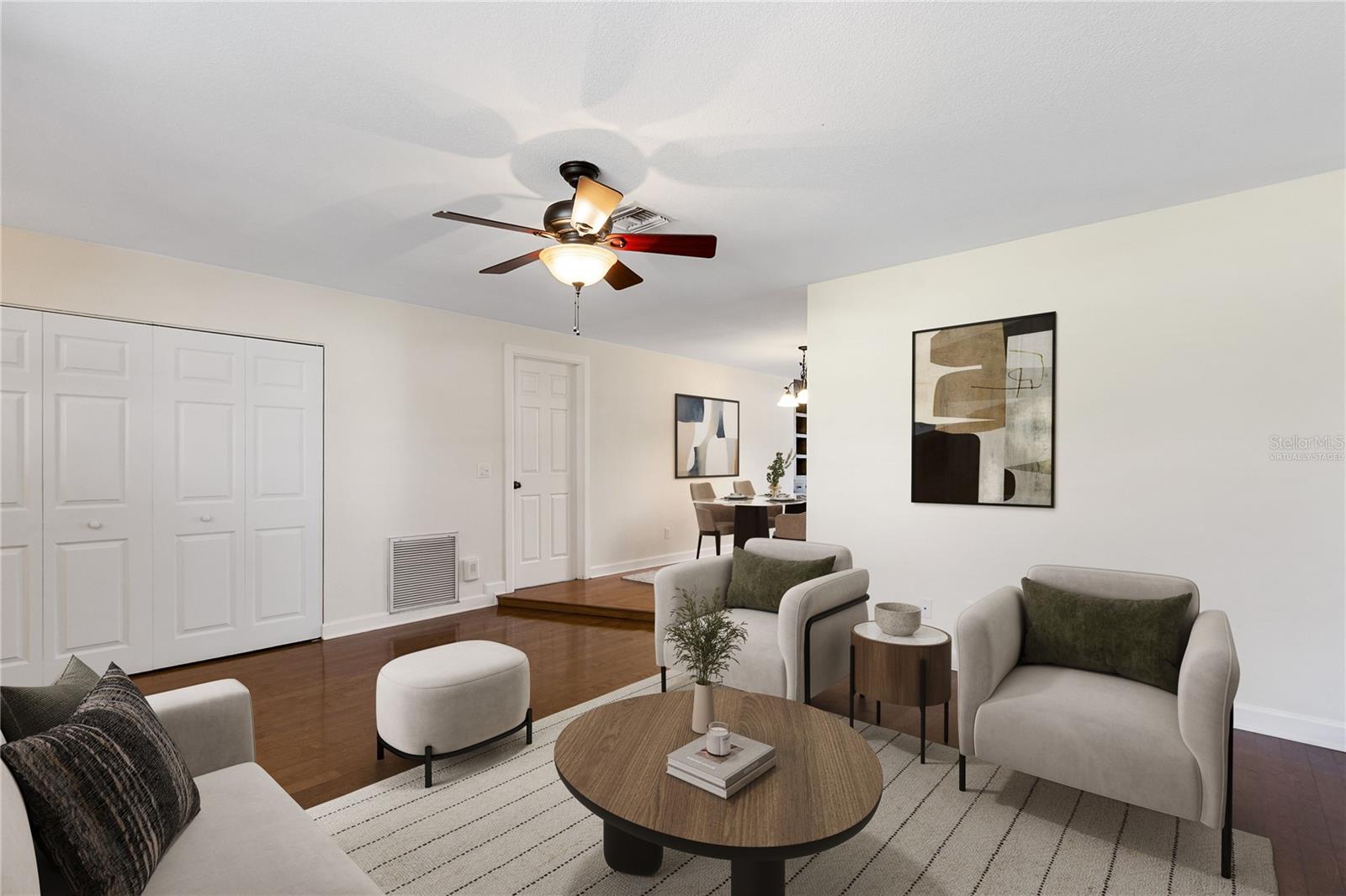 Virtually staged living room