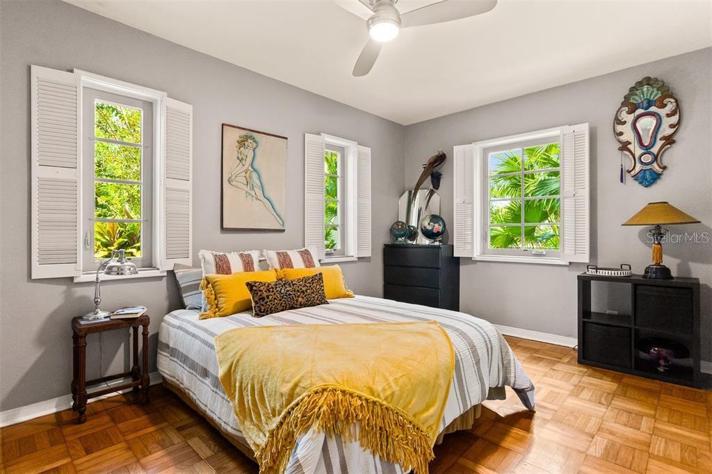 Second Bedroom with Original Parquet Flooring