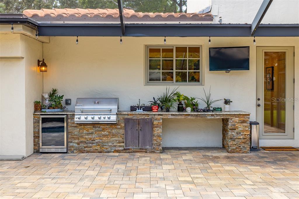 Outdoor Kitchen with Jenn-Air Grill & Beverage Refrigerator
