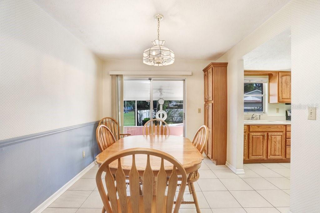 Dining Room looking out Sliding doors to screened porch