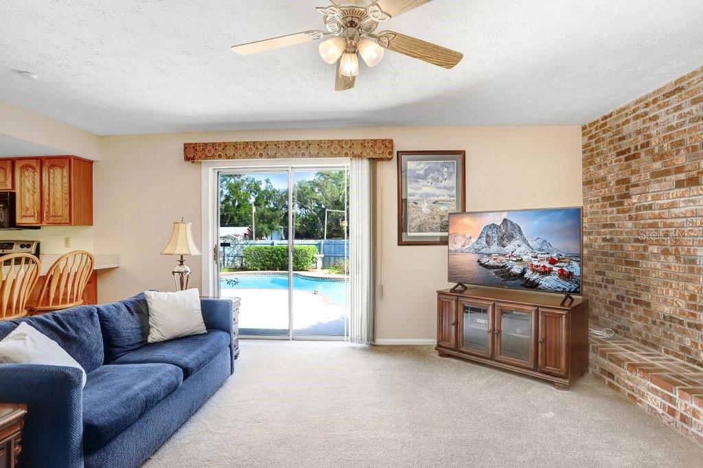 Family room looking out to the pool