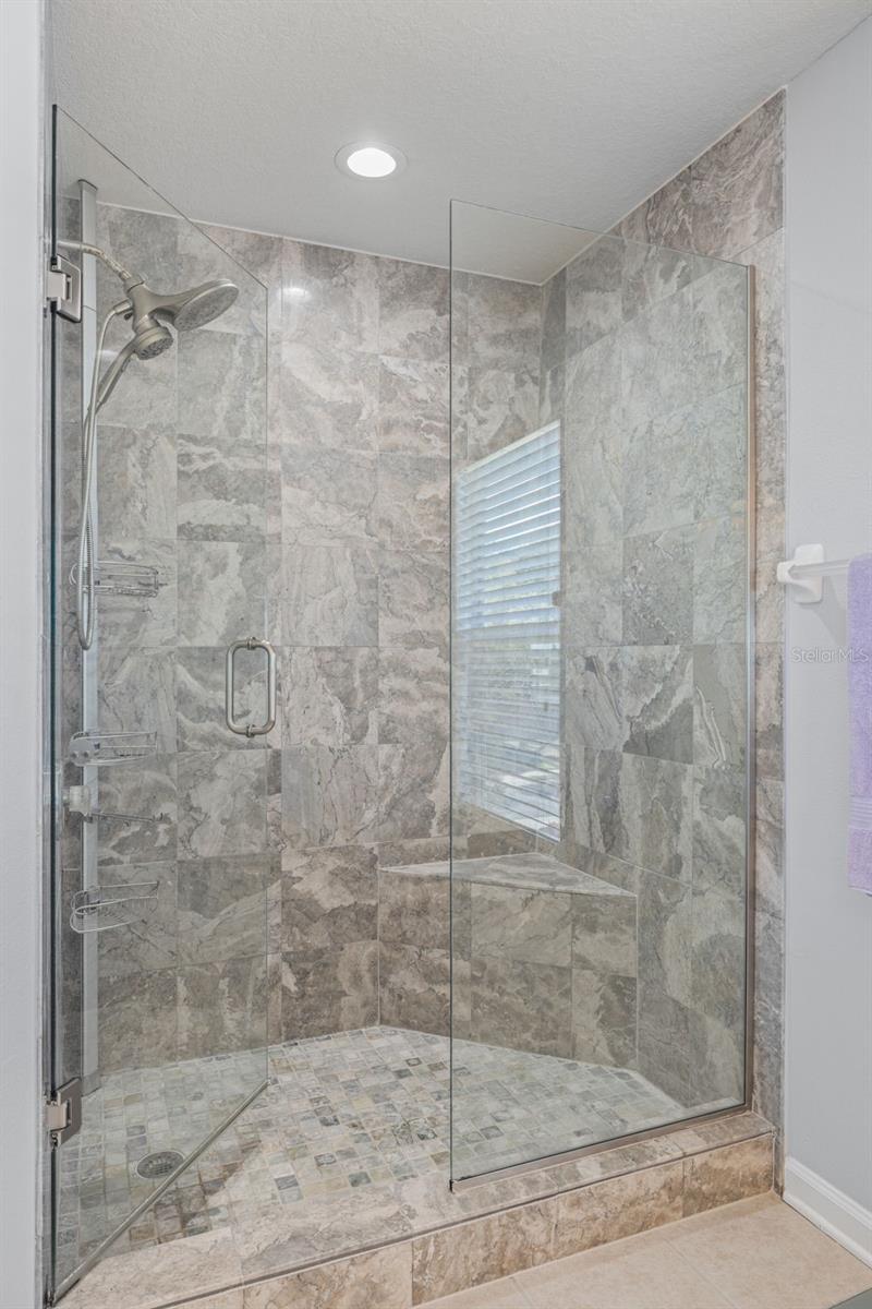 Primary Shower with Frameless Glass Enclosure! Just beautiful!