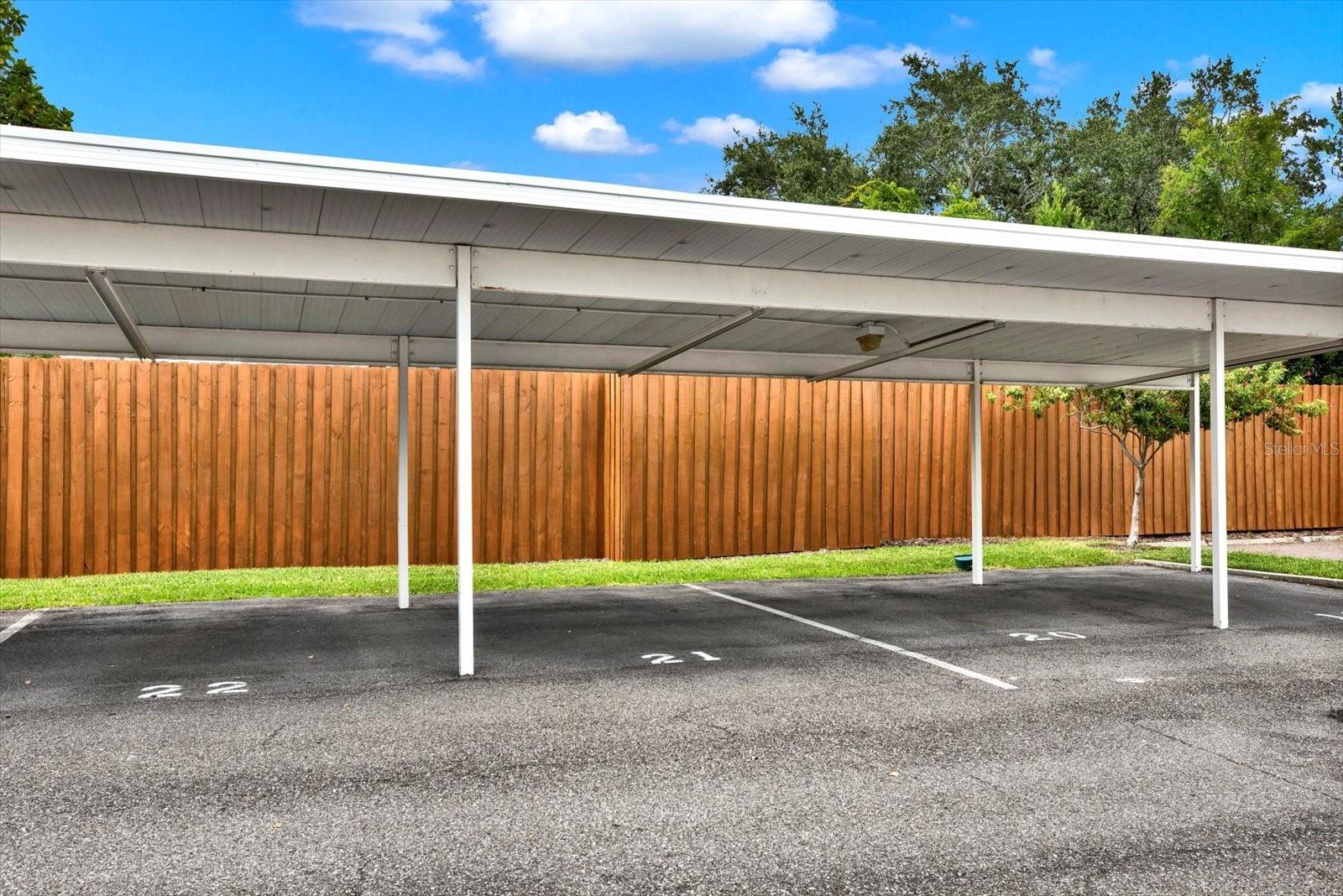 Covered and reserved parking for unit 501.