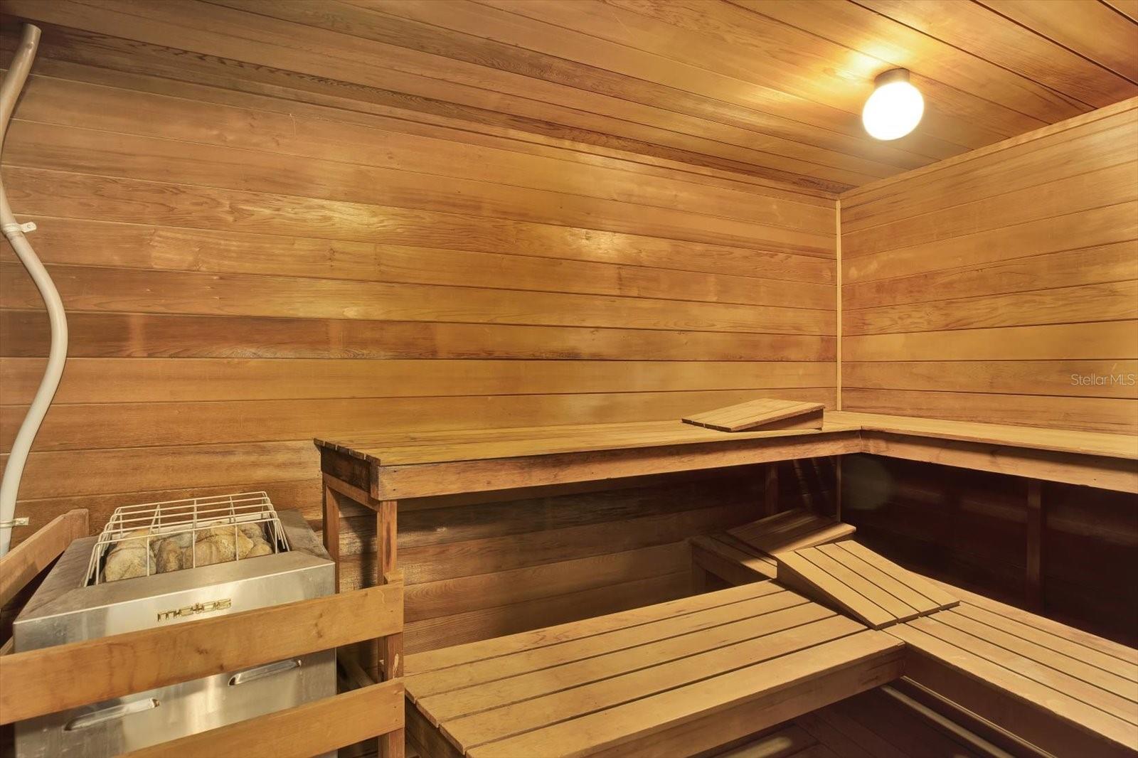 Separate men's and women's saunas.