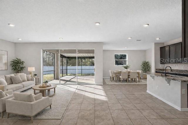 Virtually staged living room/dining room