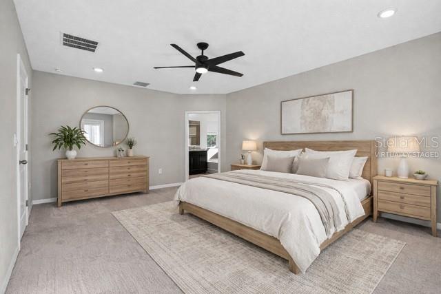 virtually staged primary bedroom