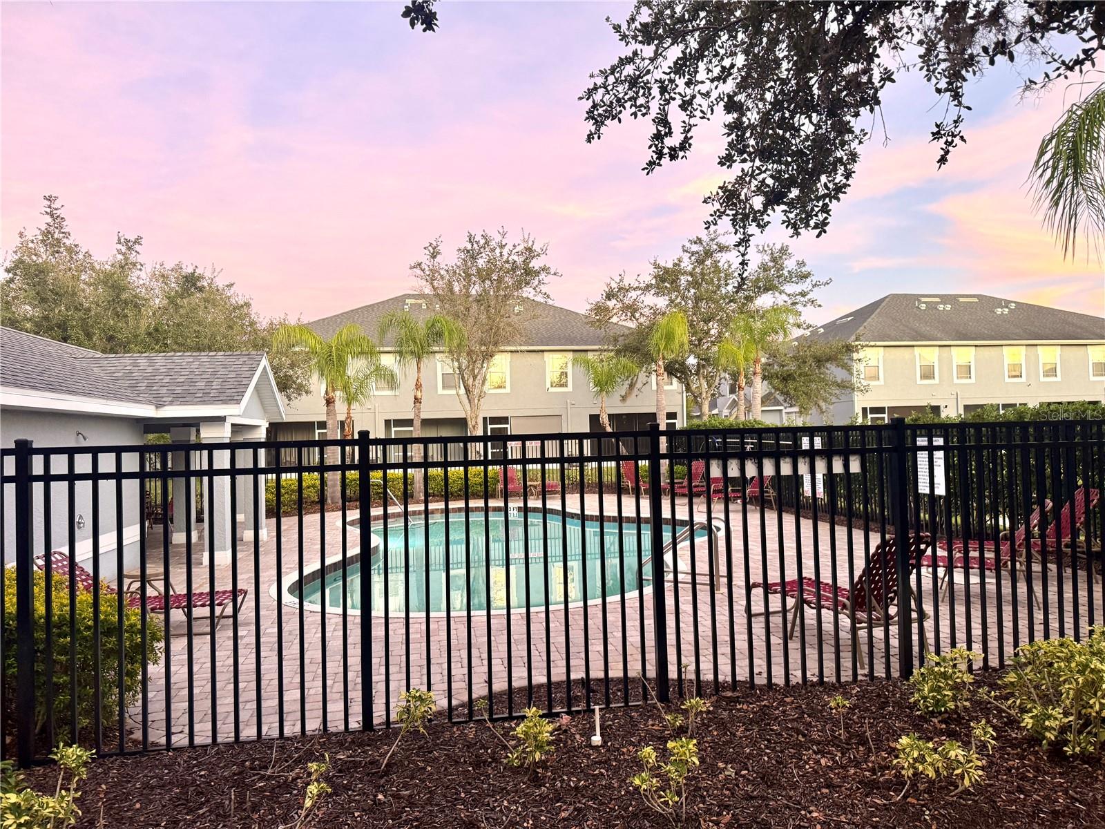 pool view from porch