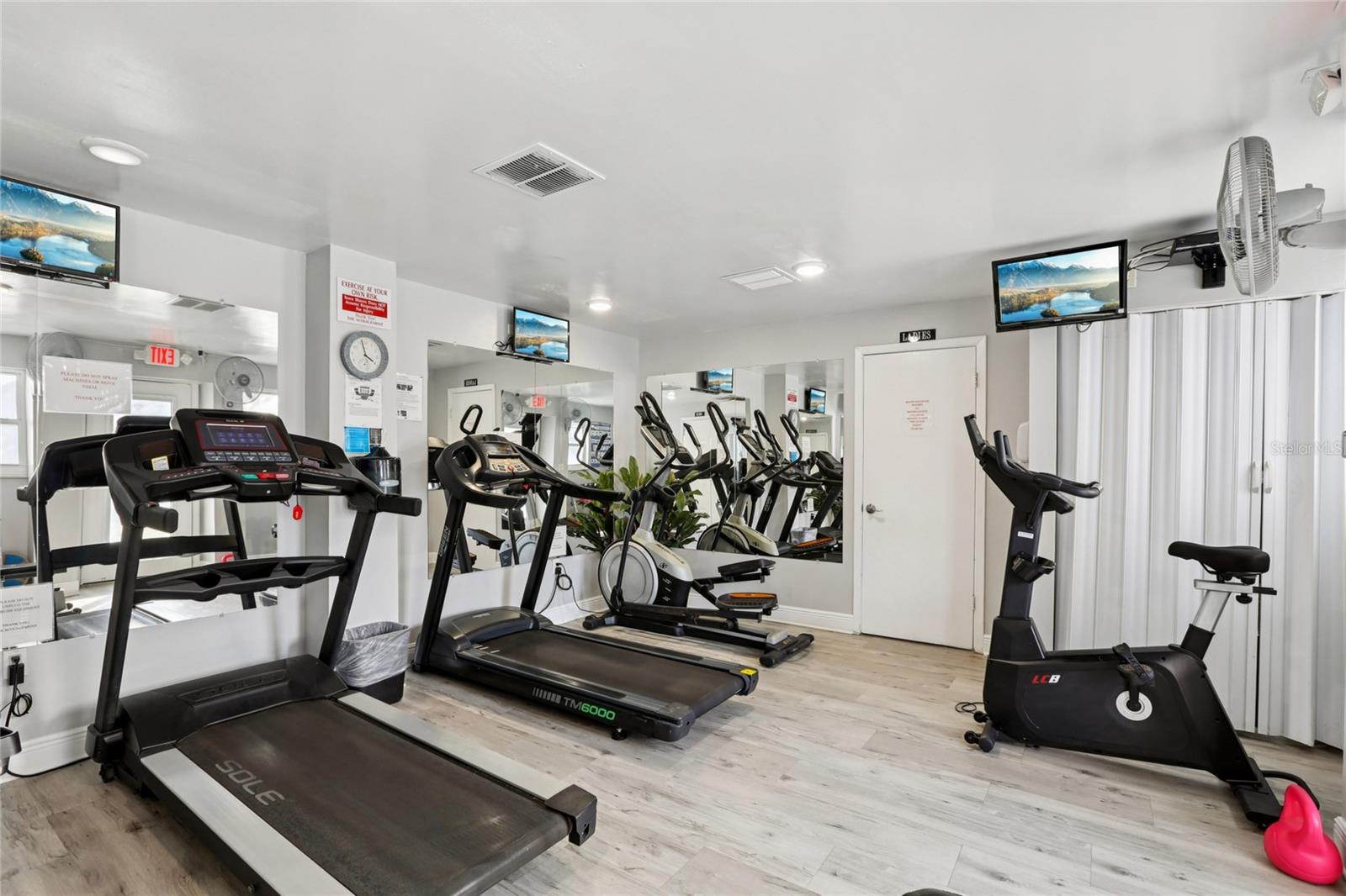 The exercise room offers plenty of equipment to keep your workouts fun and effective.