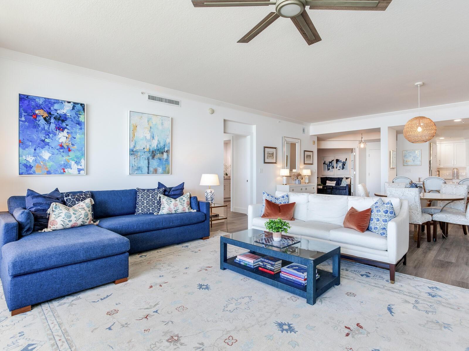 Open concept living dining & kitchen