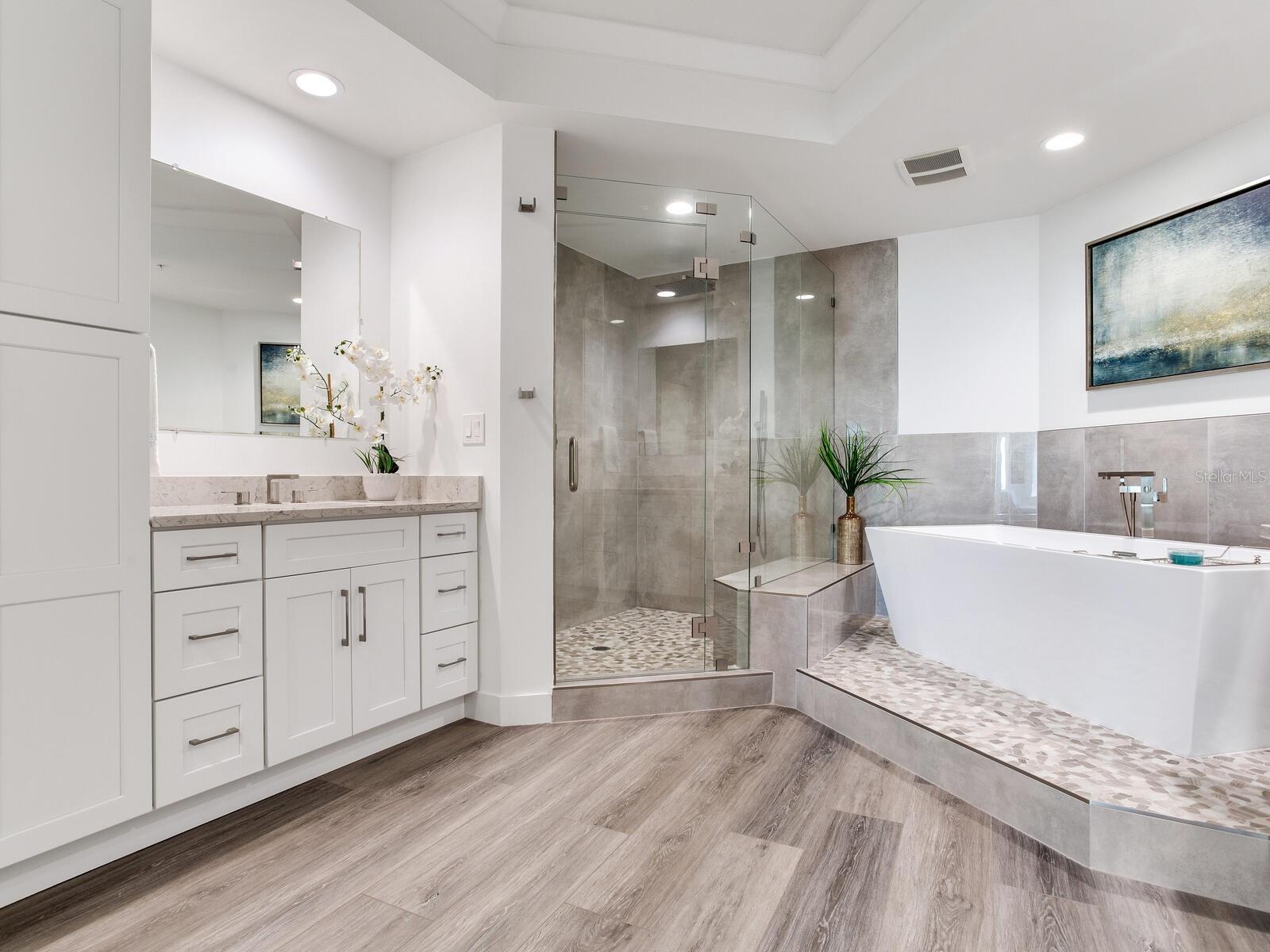 Primary Ensuite Bath, soaking tub, WI shower, private commode room