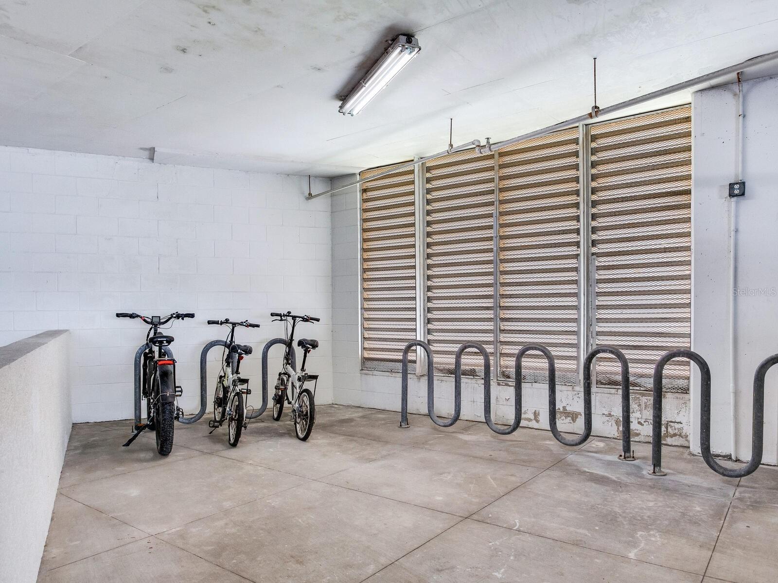 Bike storage in secured garage