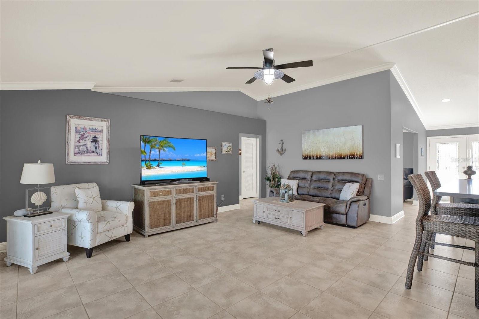 View through family room to the guest suite
