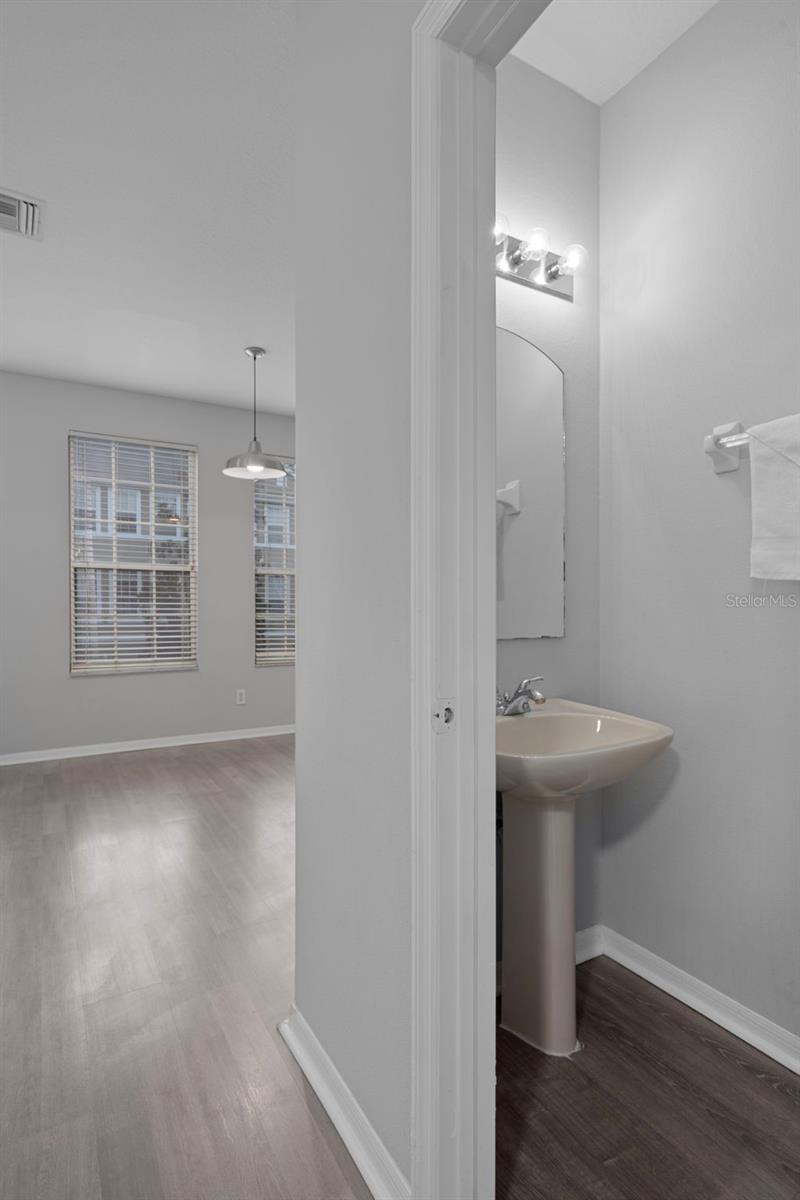 There is a convient half bathroom on the second floor