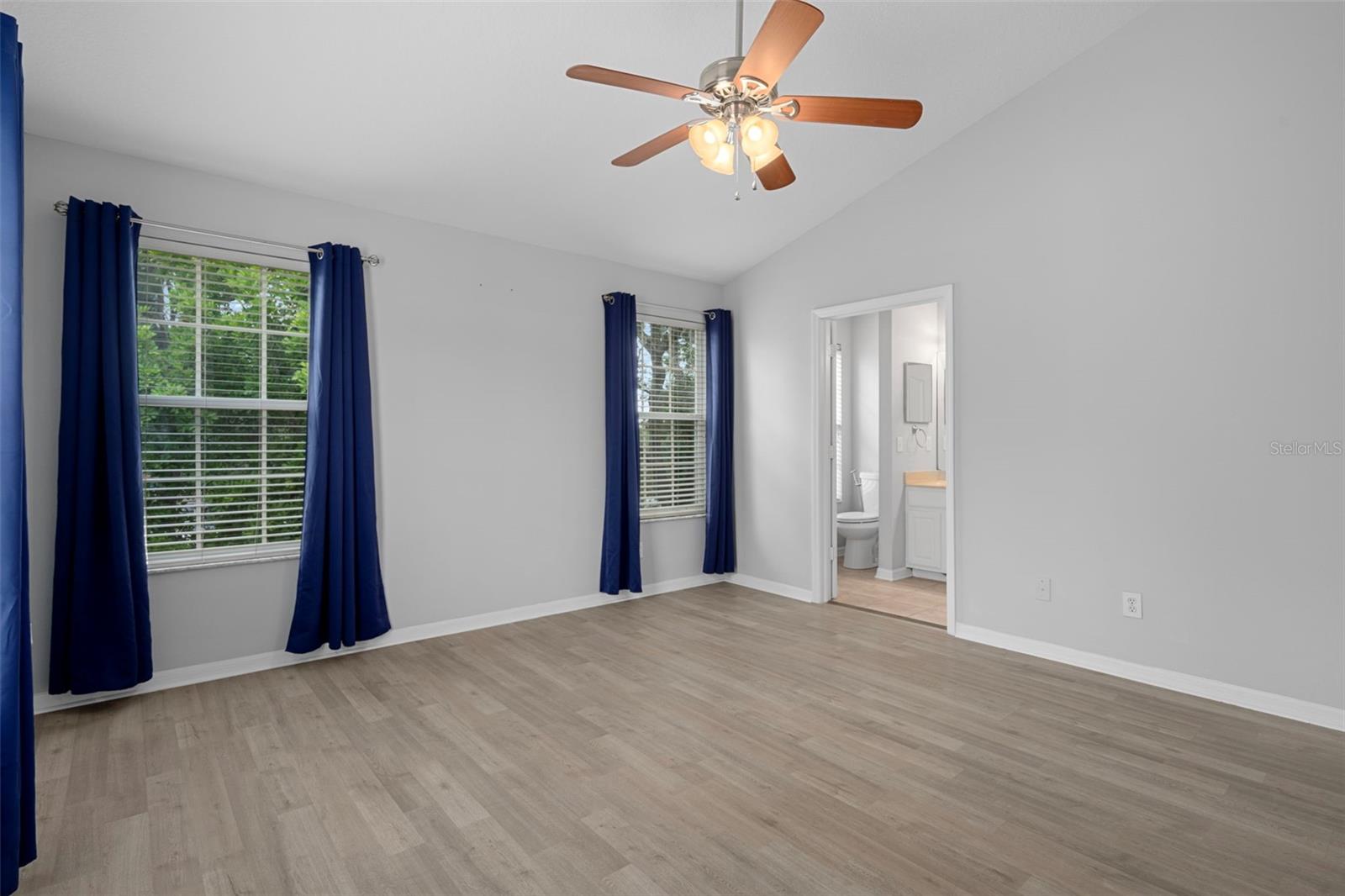 There is luxery vinyl plank flooring throughout the third floor of this townhome