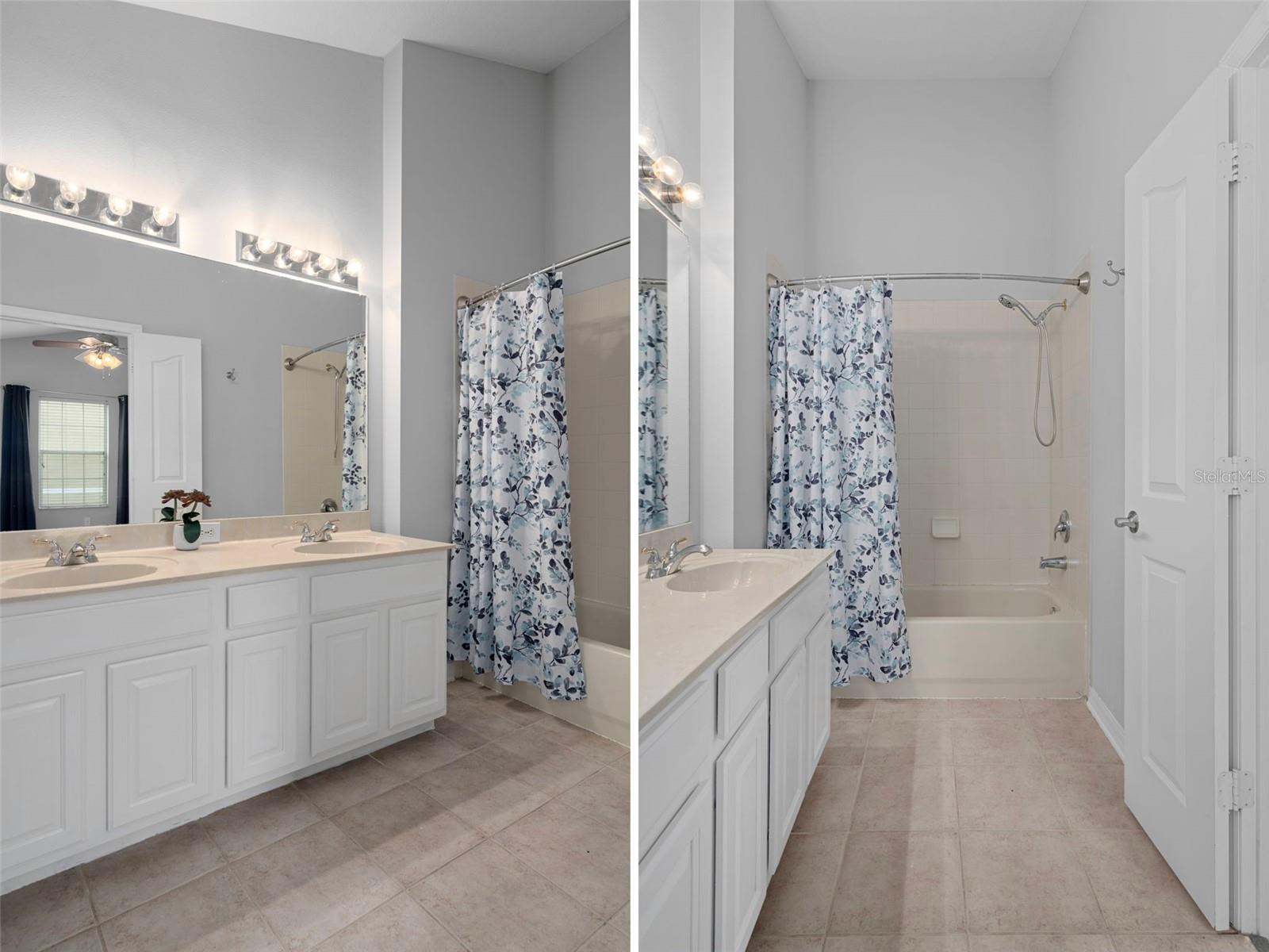Side by Side pictures of the Master Bathroom