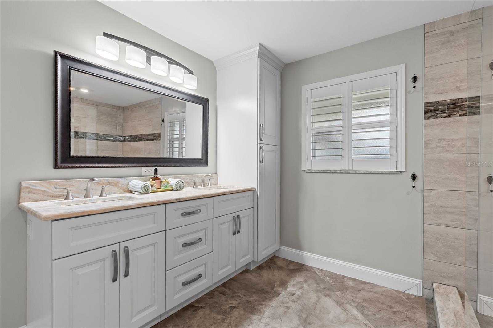 Primary bathroom with double sinks