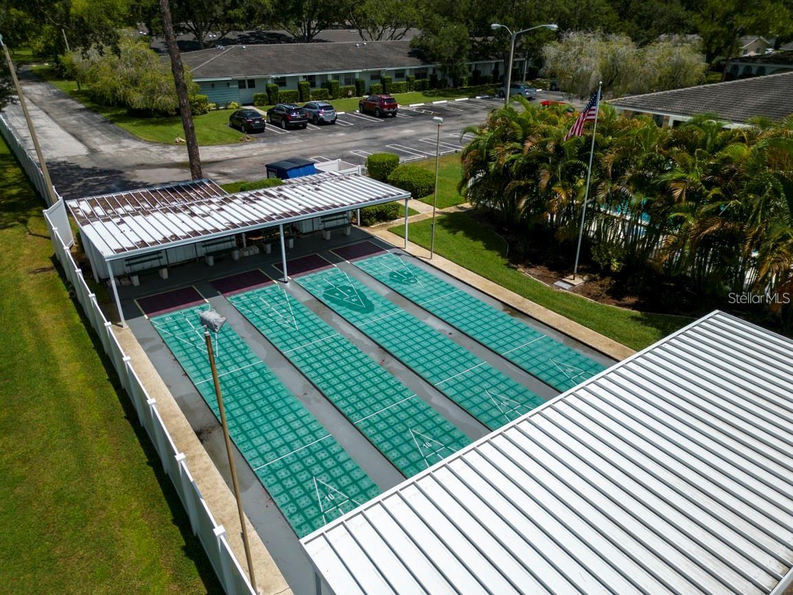 close up of shuffleboard courts