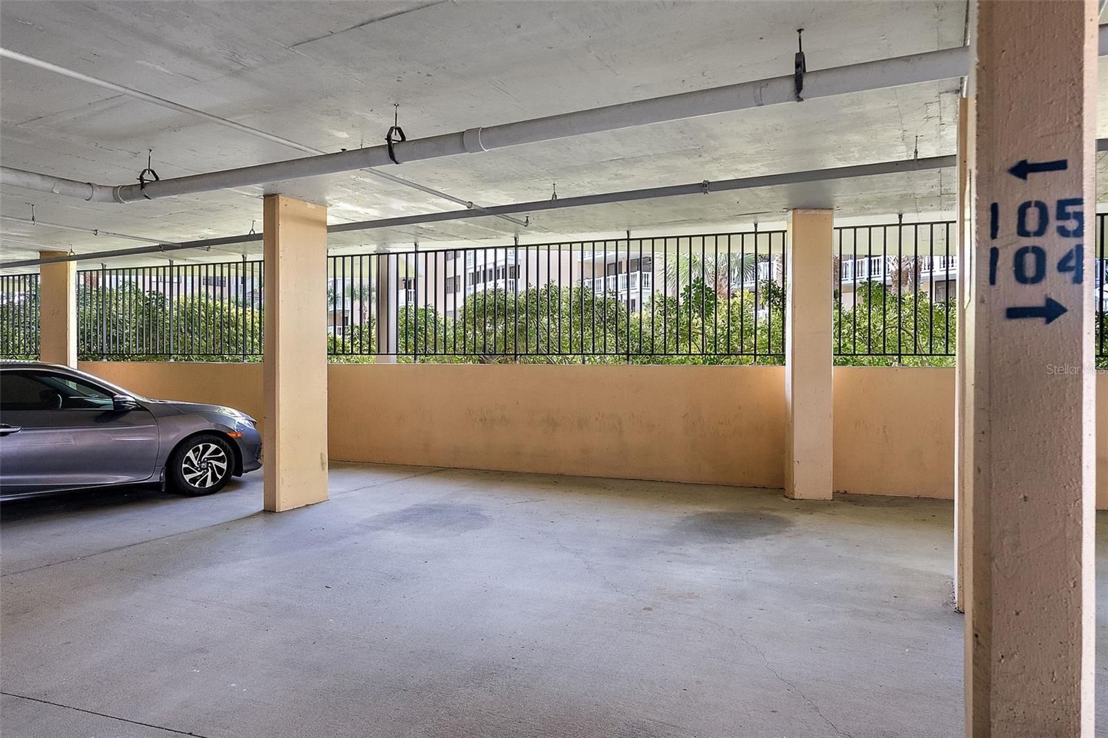Covered parking in garage - space 105