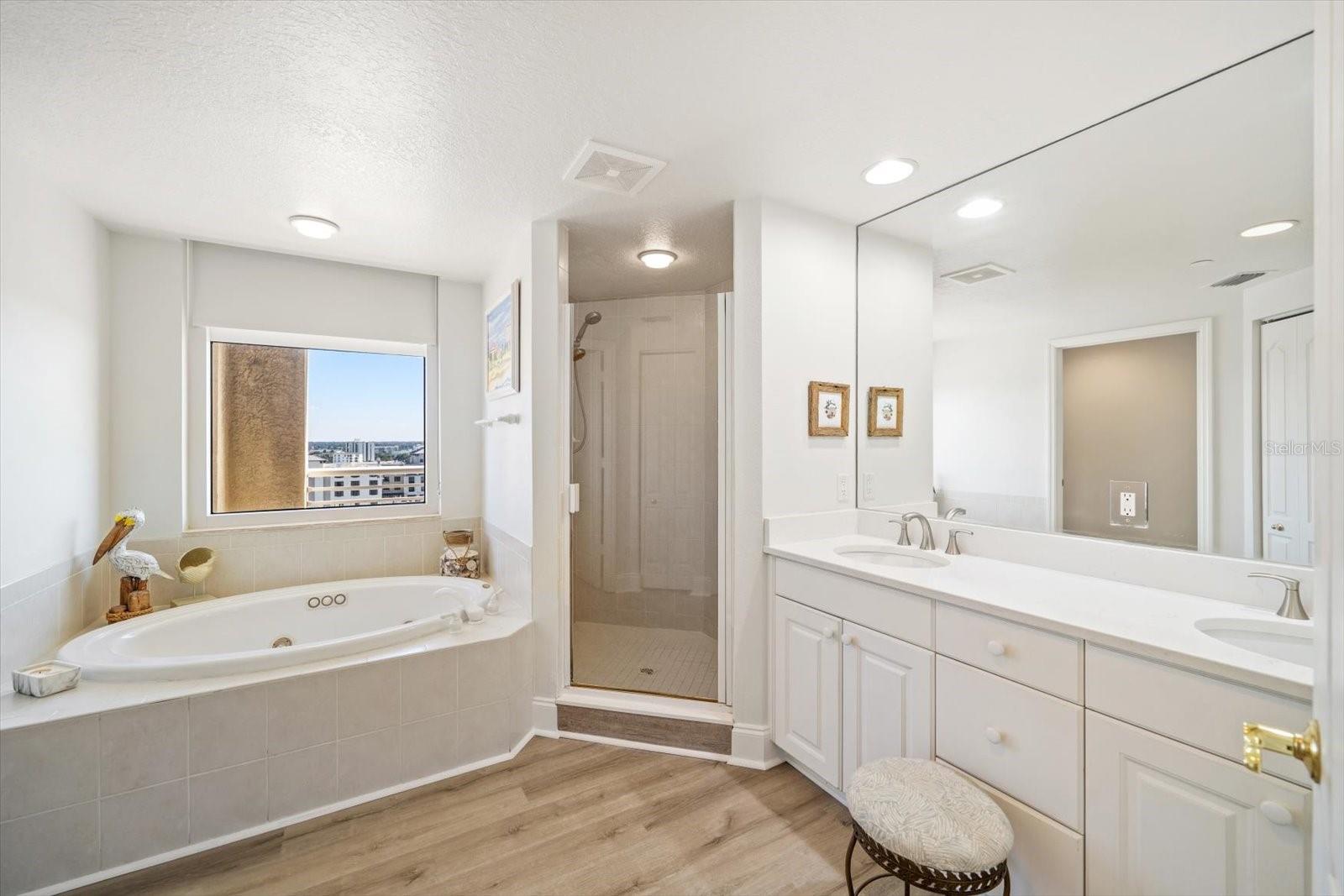 PRIMARY BATH HAS DOUBLE VANITY