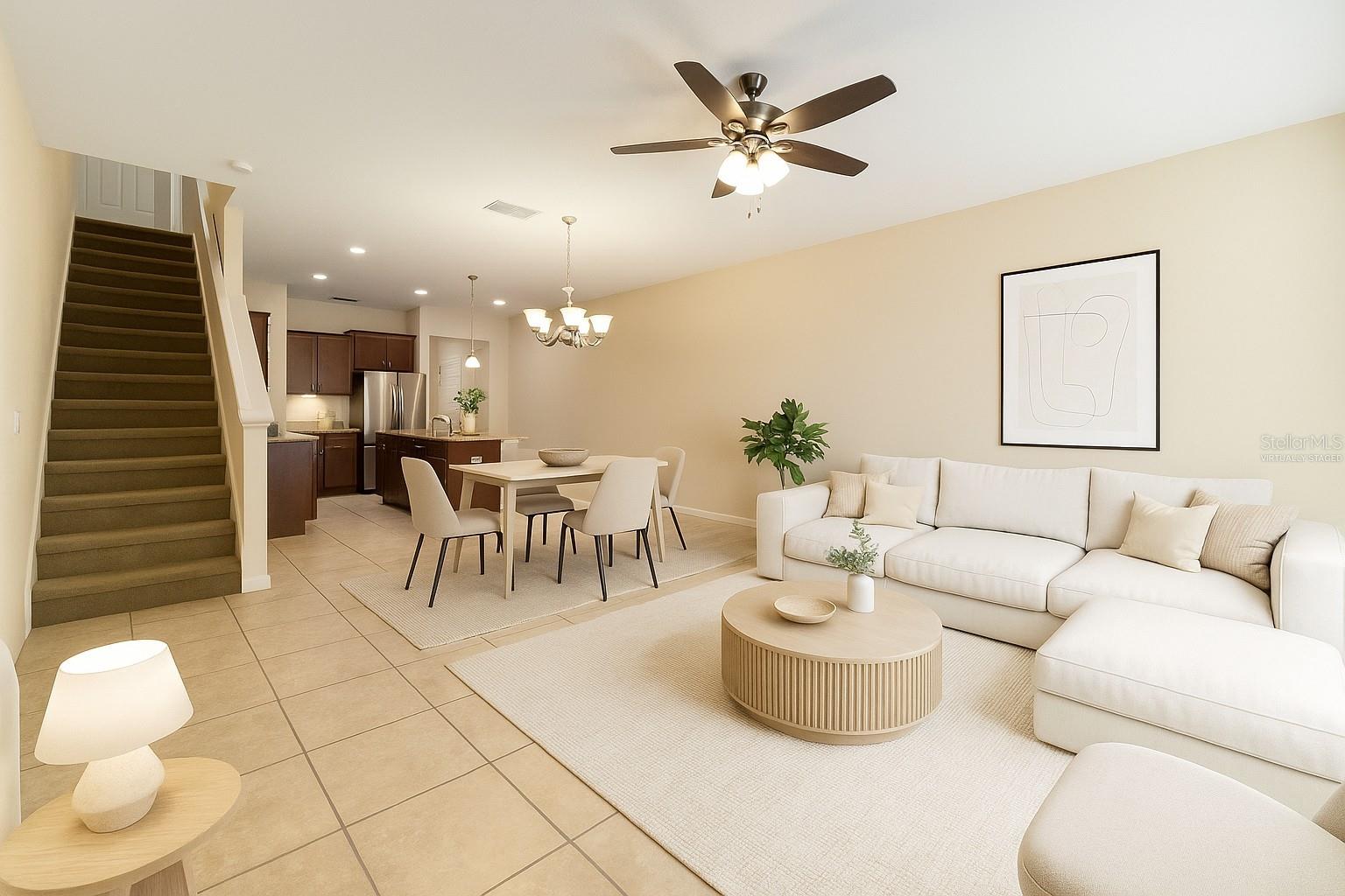 Open Concept Living Area - Virtually Staged