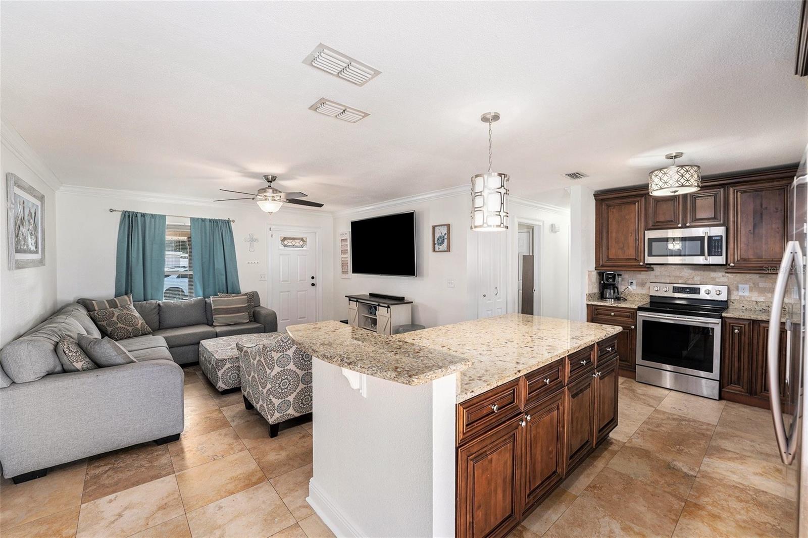 Kitchen is open to the living room.