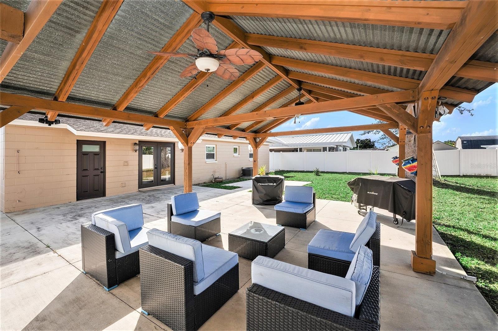 Pergola on a concrete slab.