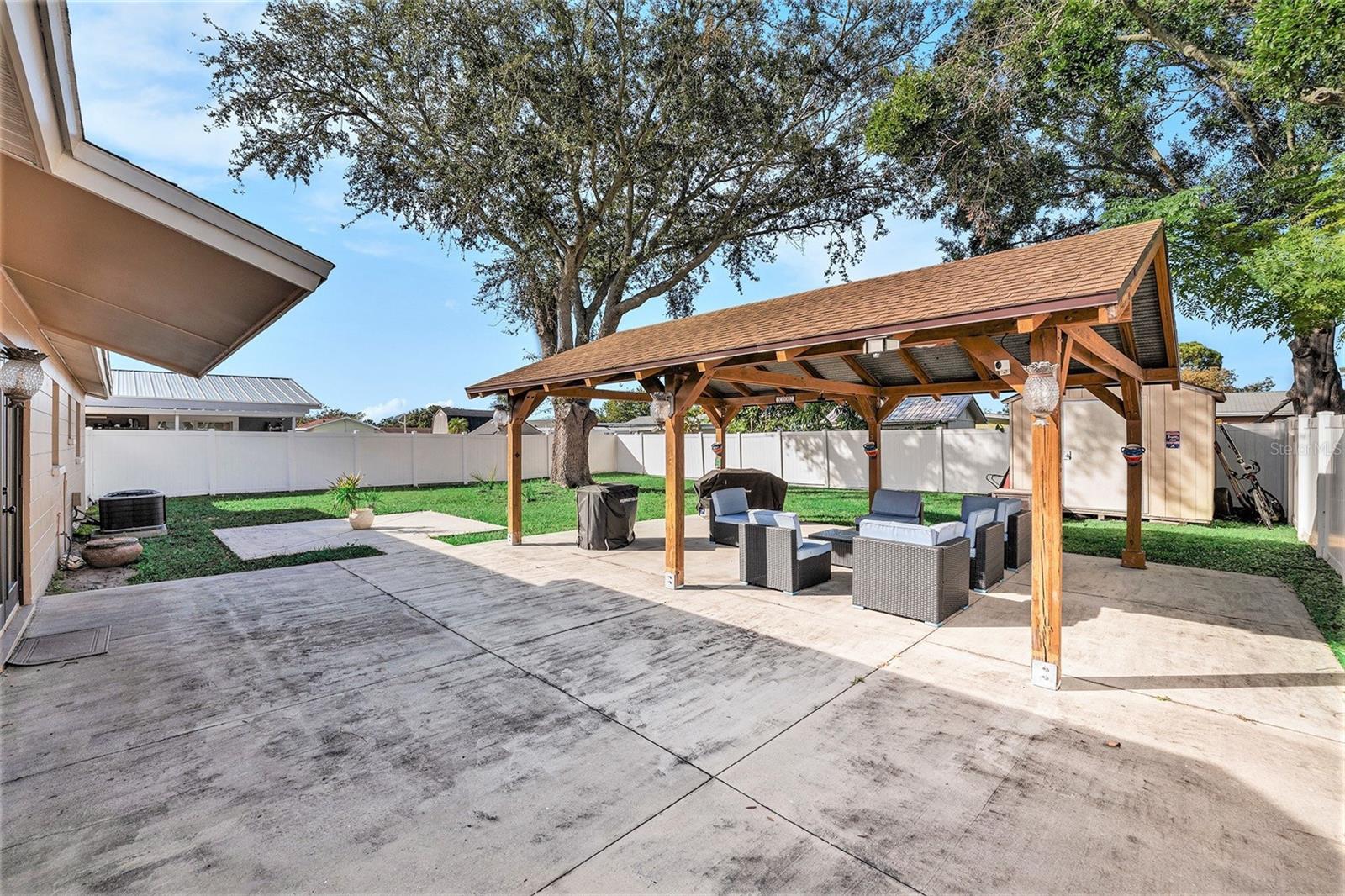 Pergola on a concrete slab.
