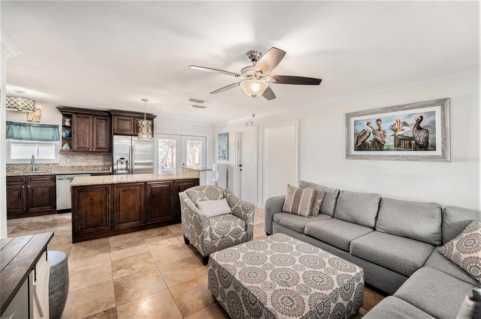 Living room is open to the kitchen.