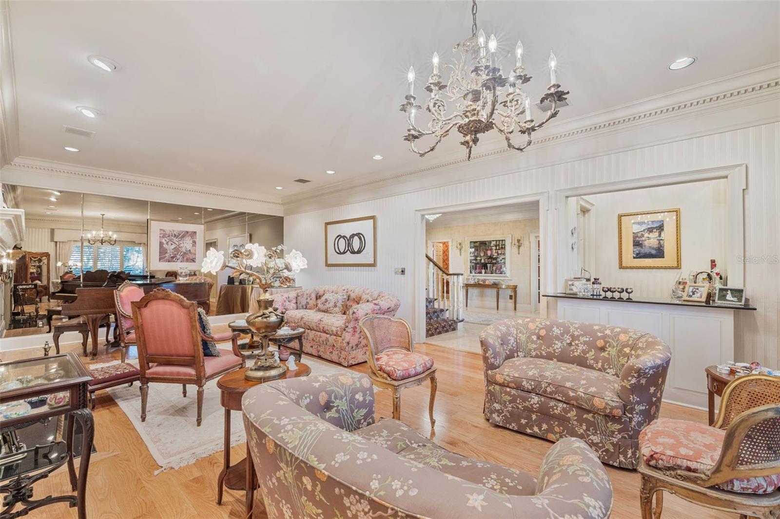 Formal living room with bar