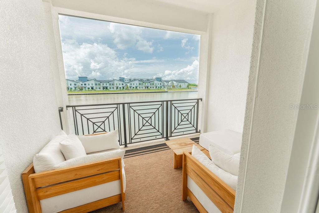 The second-floor balcony.