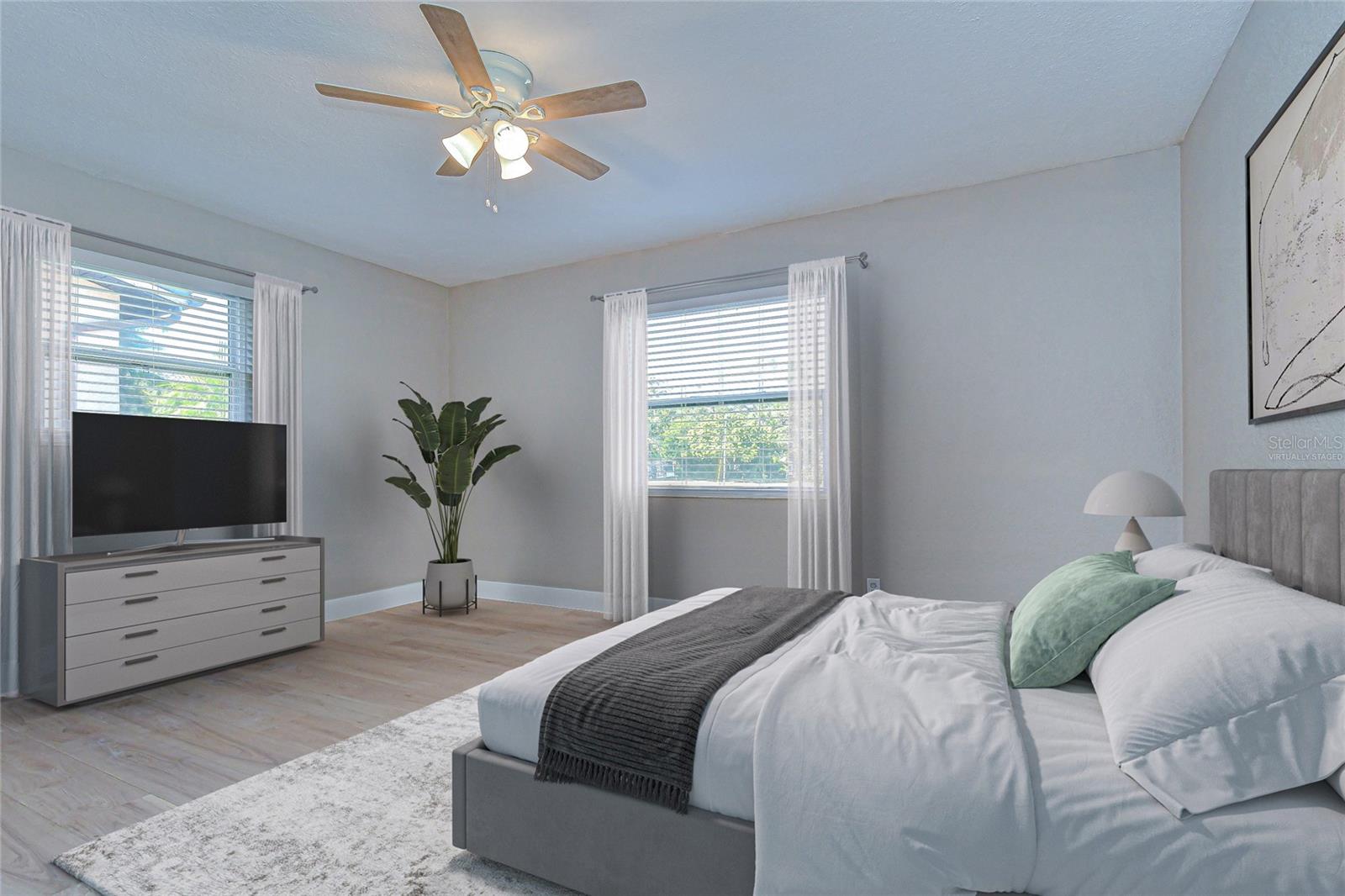 Virtually Staged Main Bedroom