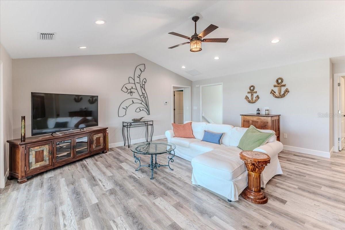 Living Area with Vaulted Ceilings
