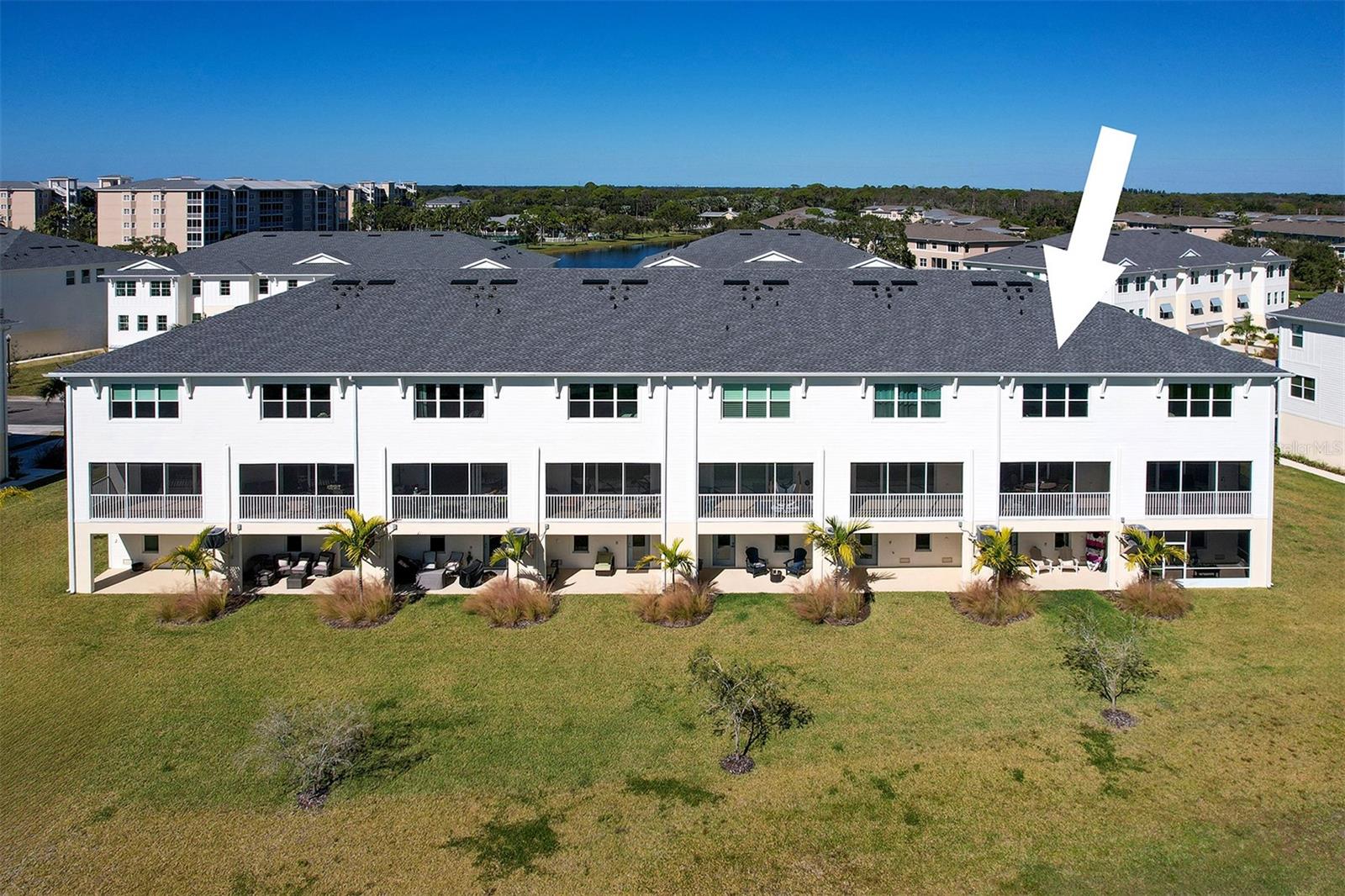 Aerial view of back of Townhome