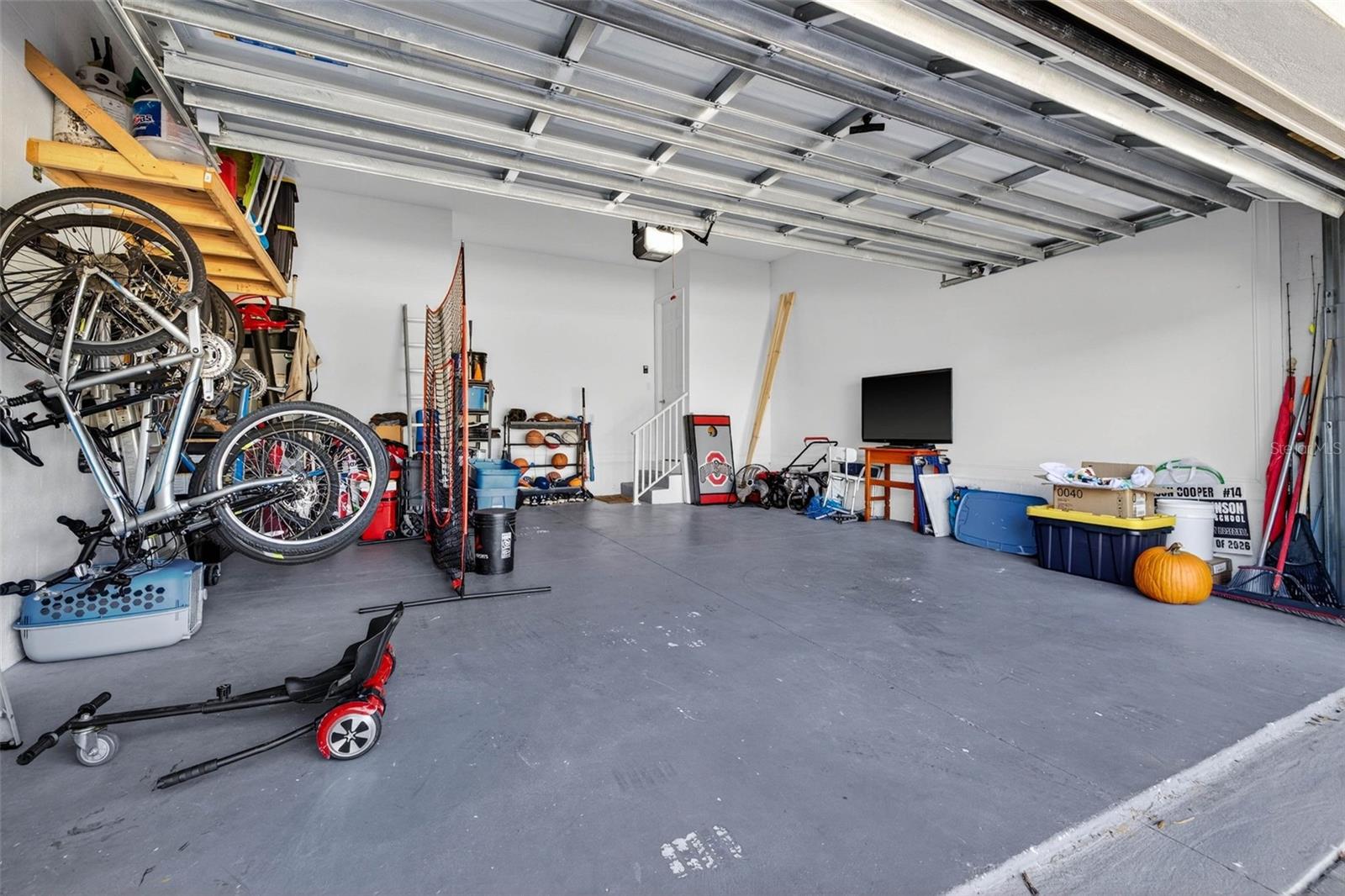 Large 2 car garage with extra built in storage