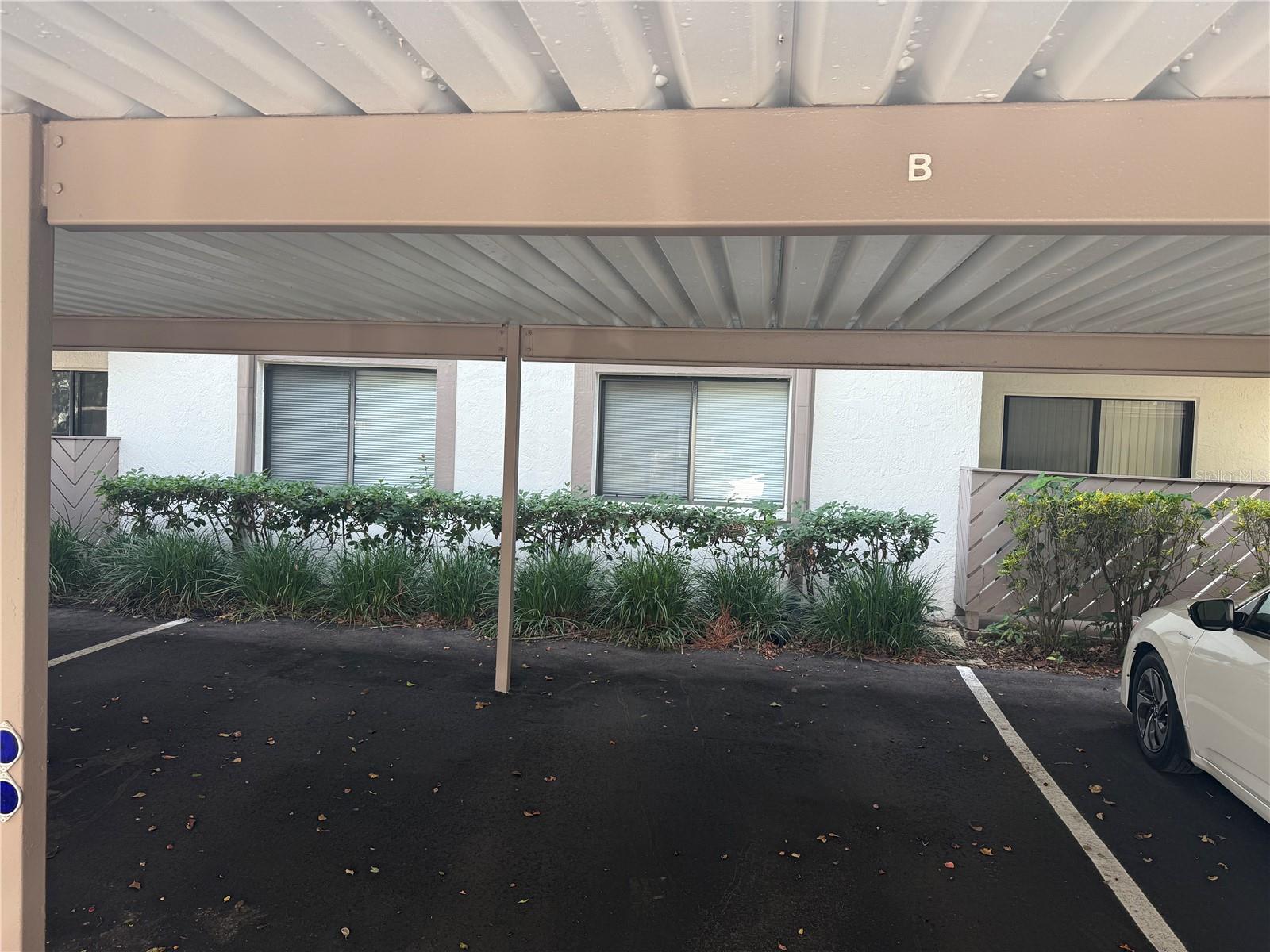 One assigned covered parking space